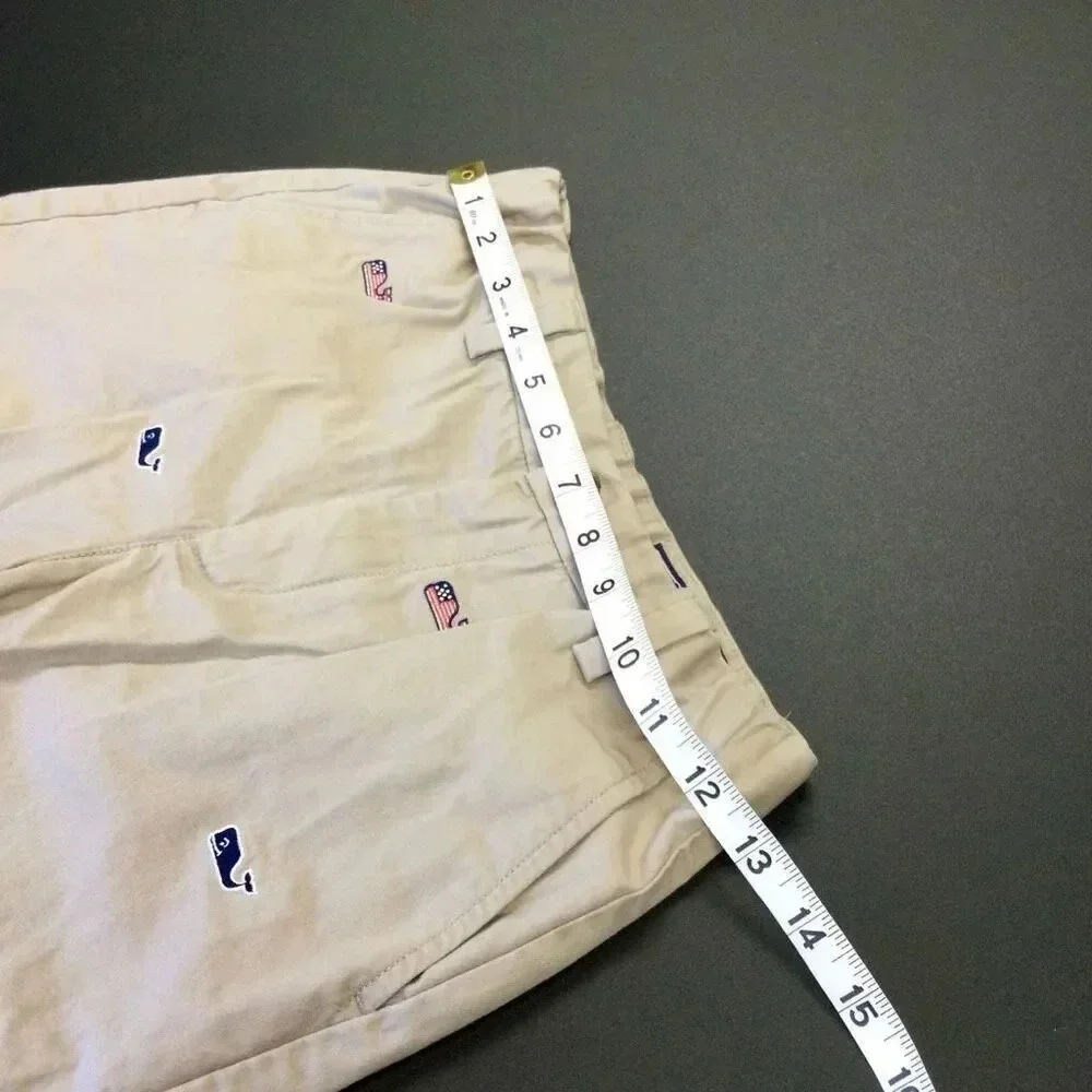 Vineyard Vines boys kids Size 10 Walking Shorts Tan Khaki Embroidered Whales Adj